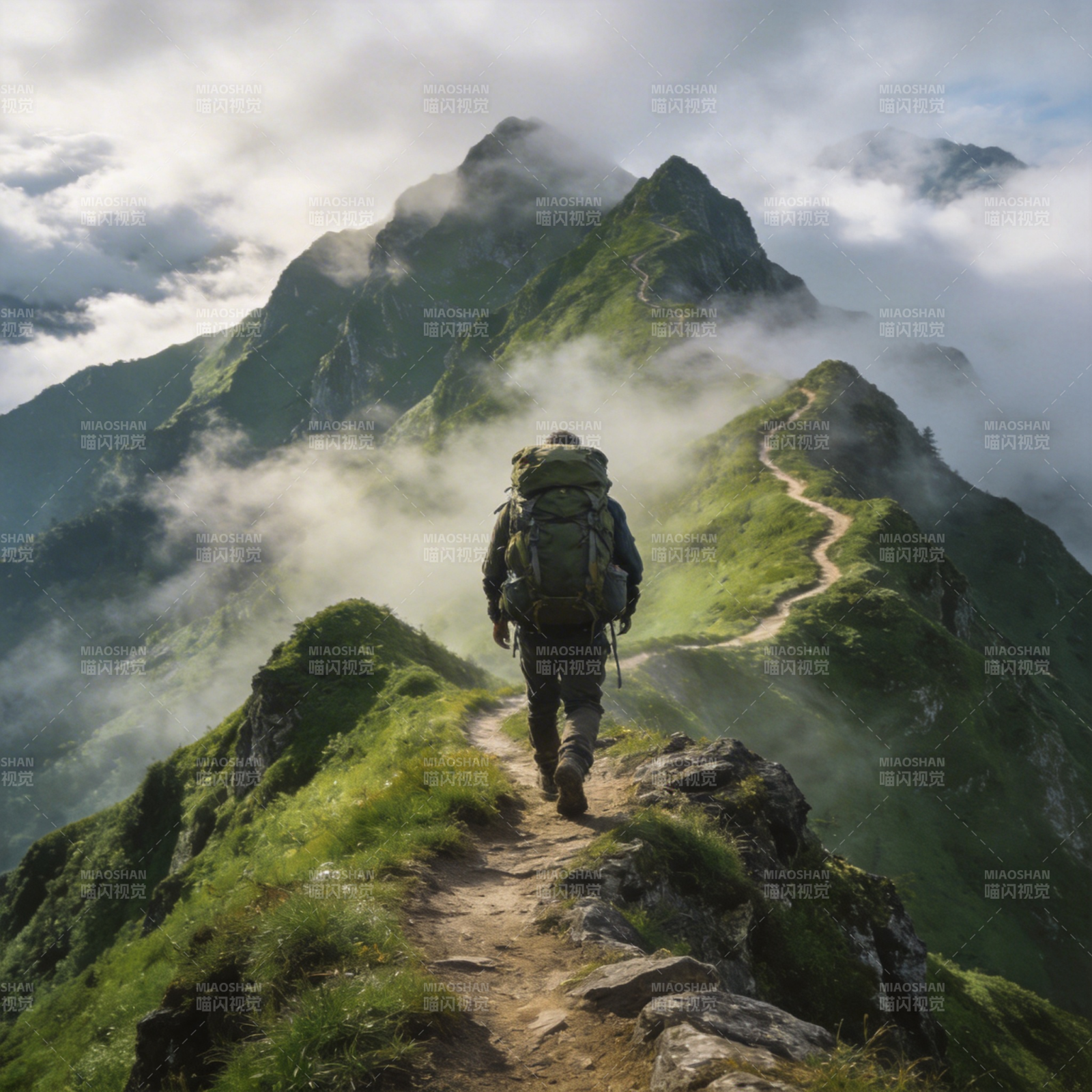 云雾山径行者图片