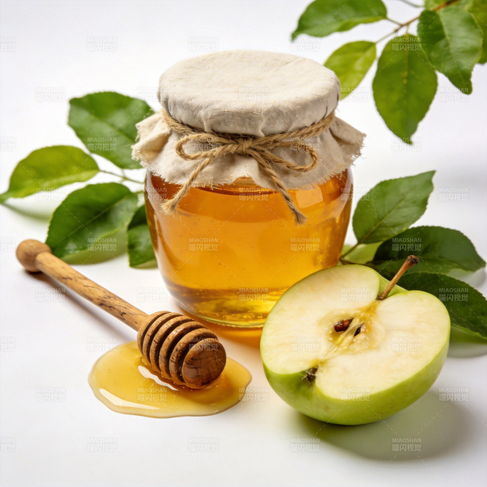 蜂蜜苹果静物图片