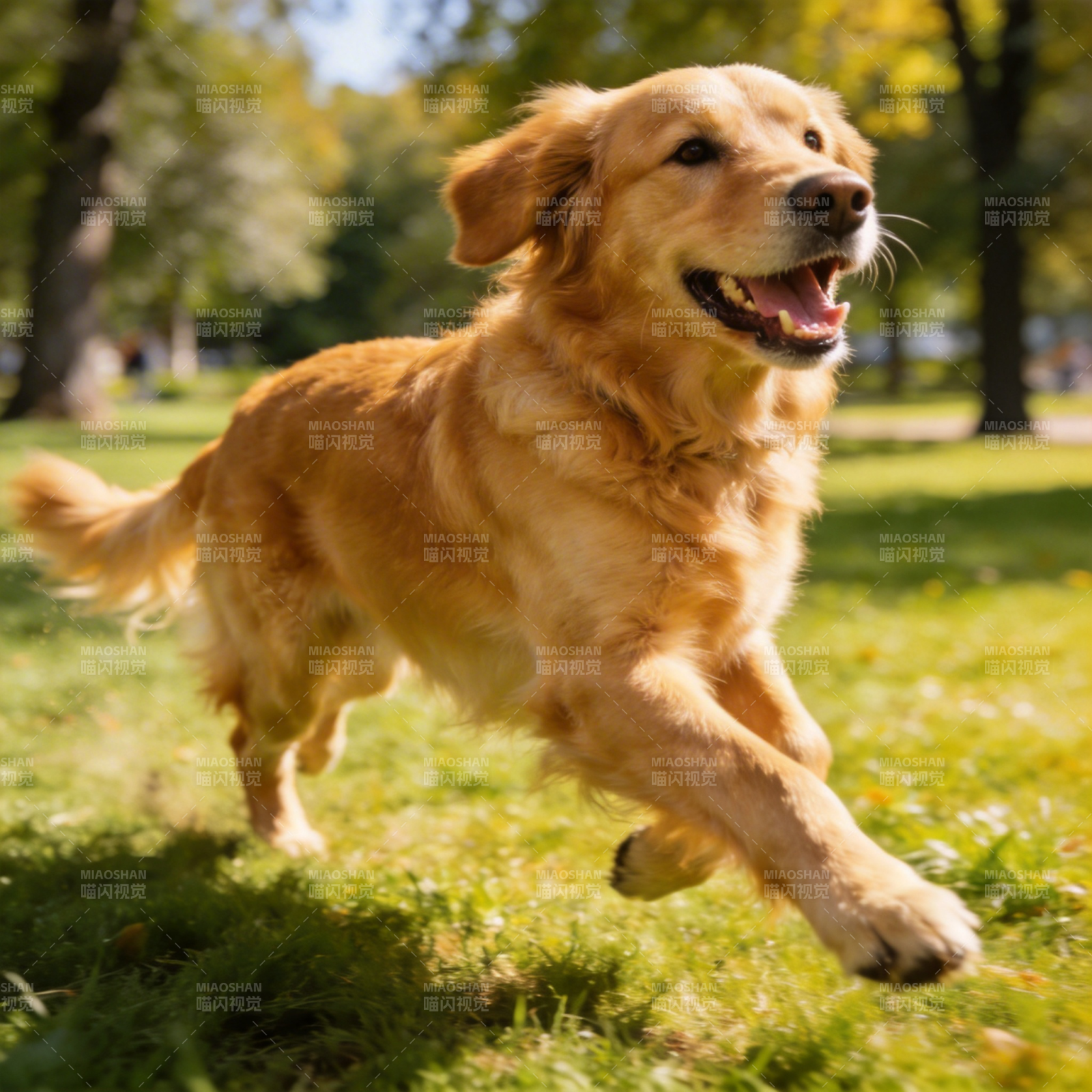 金毛奔跑在公园图片