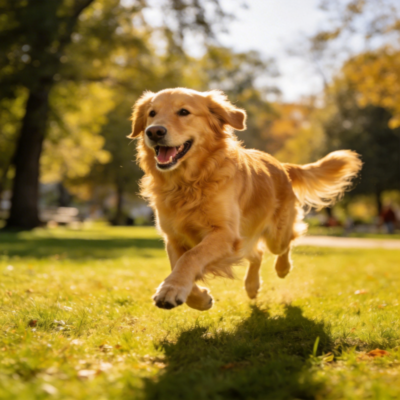 金毛奔跑在阳光下图片