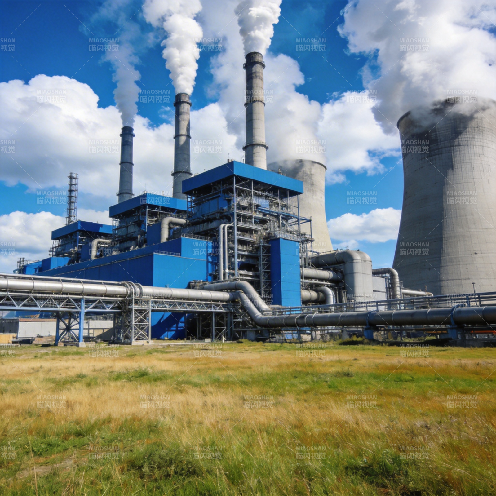 工业电厂排放烟雾图片
