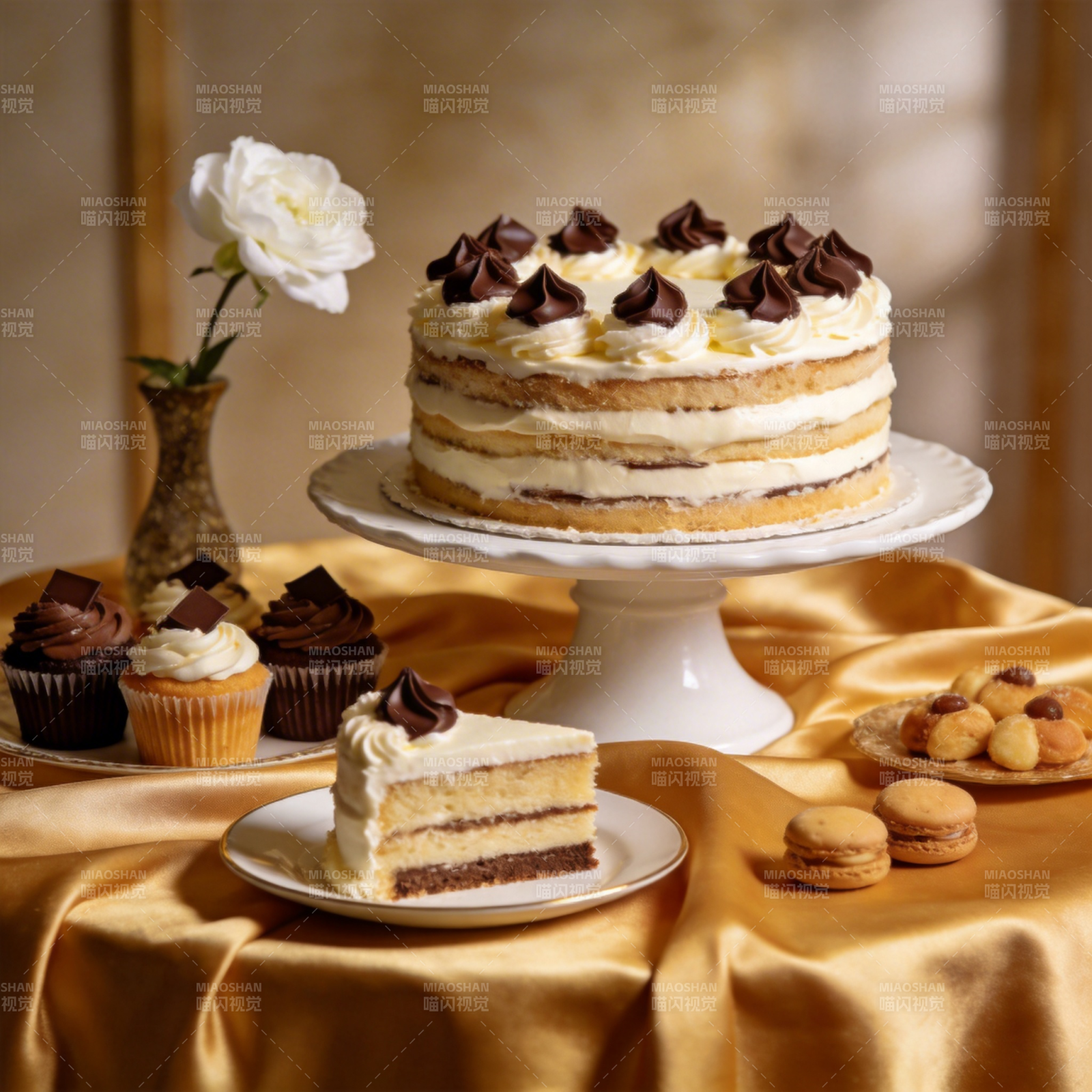 层层奶油蛋糕盛宴图片