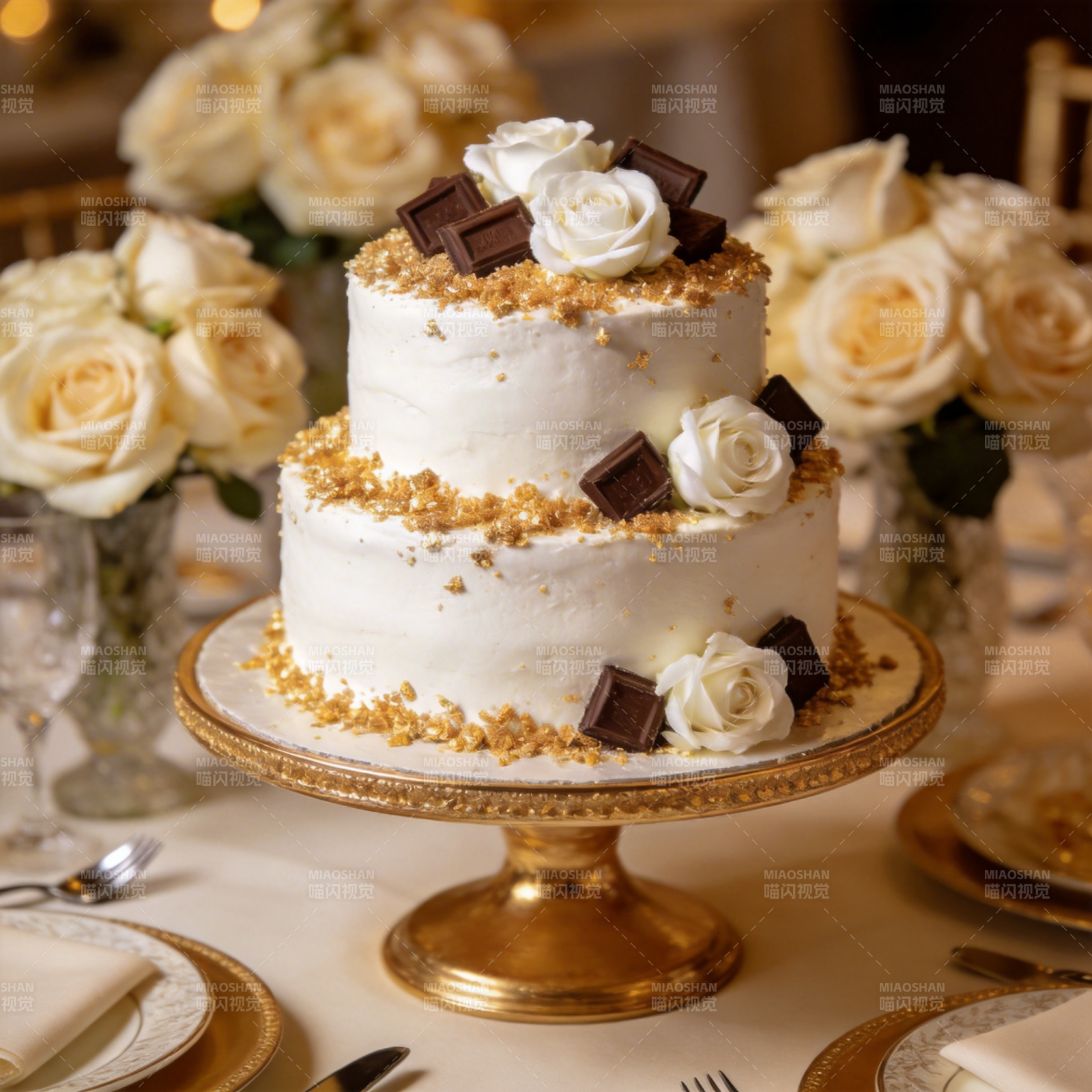 双层玫瑰巧克力蛋糕图片