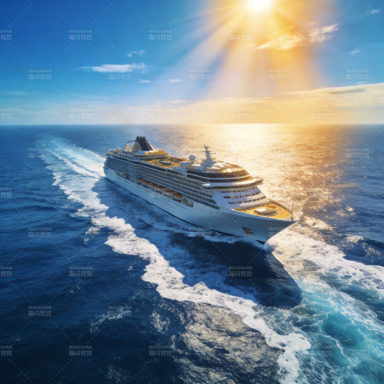 邮轮畅游碧海蓝天图片