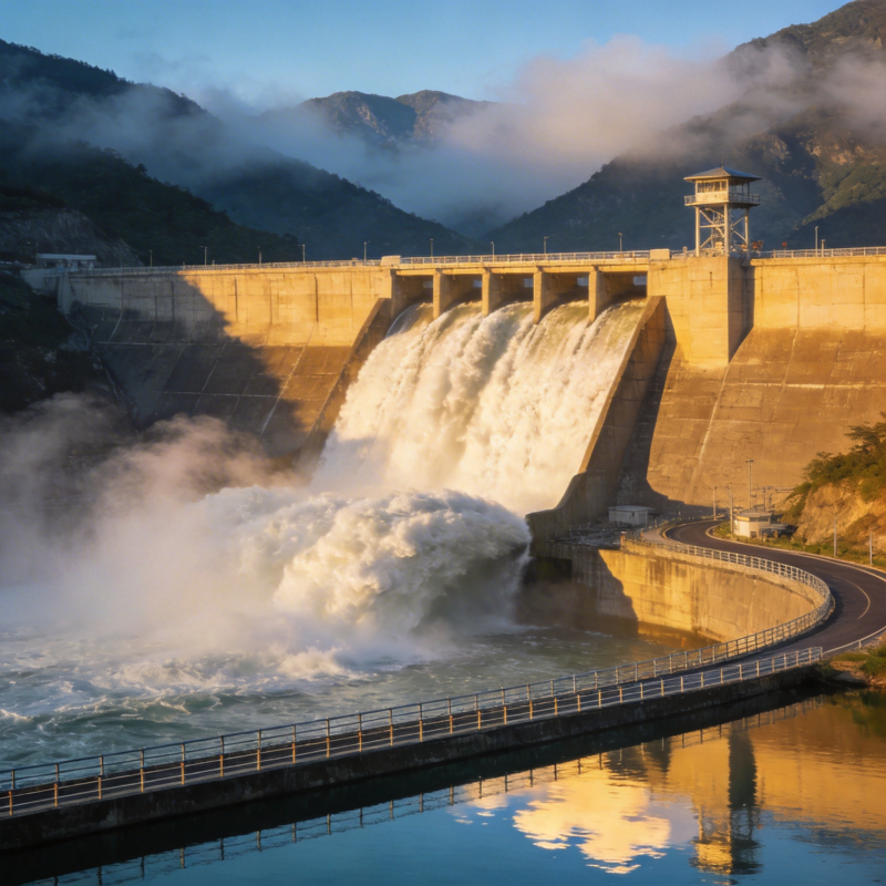 大坝泄洪壮观景象图片