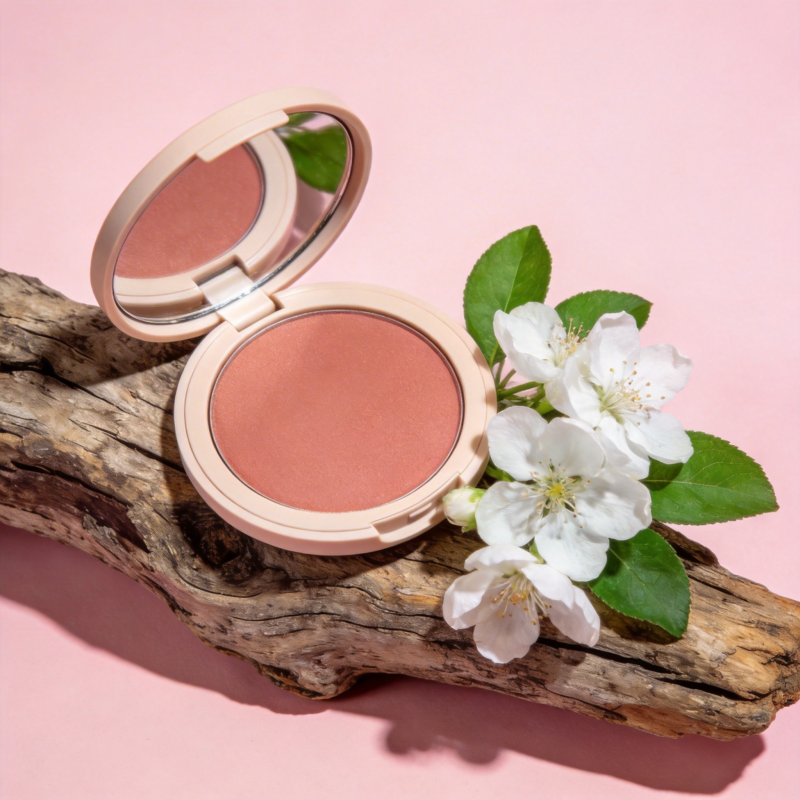 粉嫩腮红伴花绽放图片