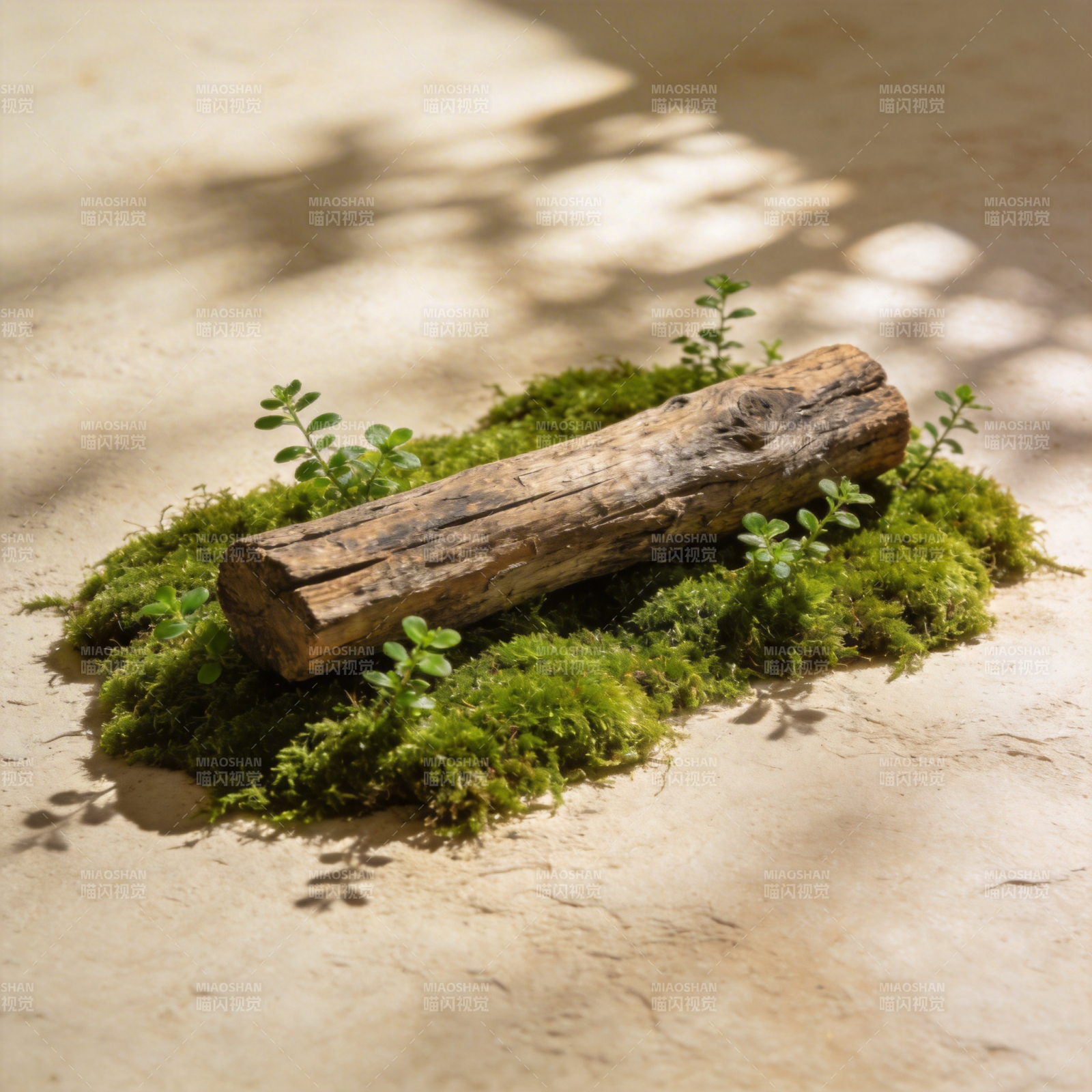 青苔木枝静谧景图片