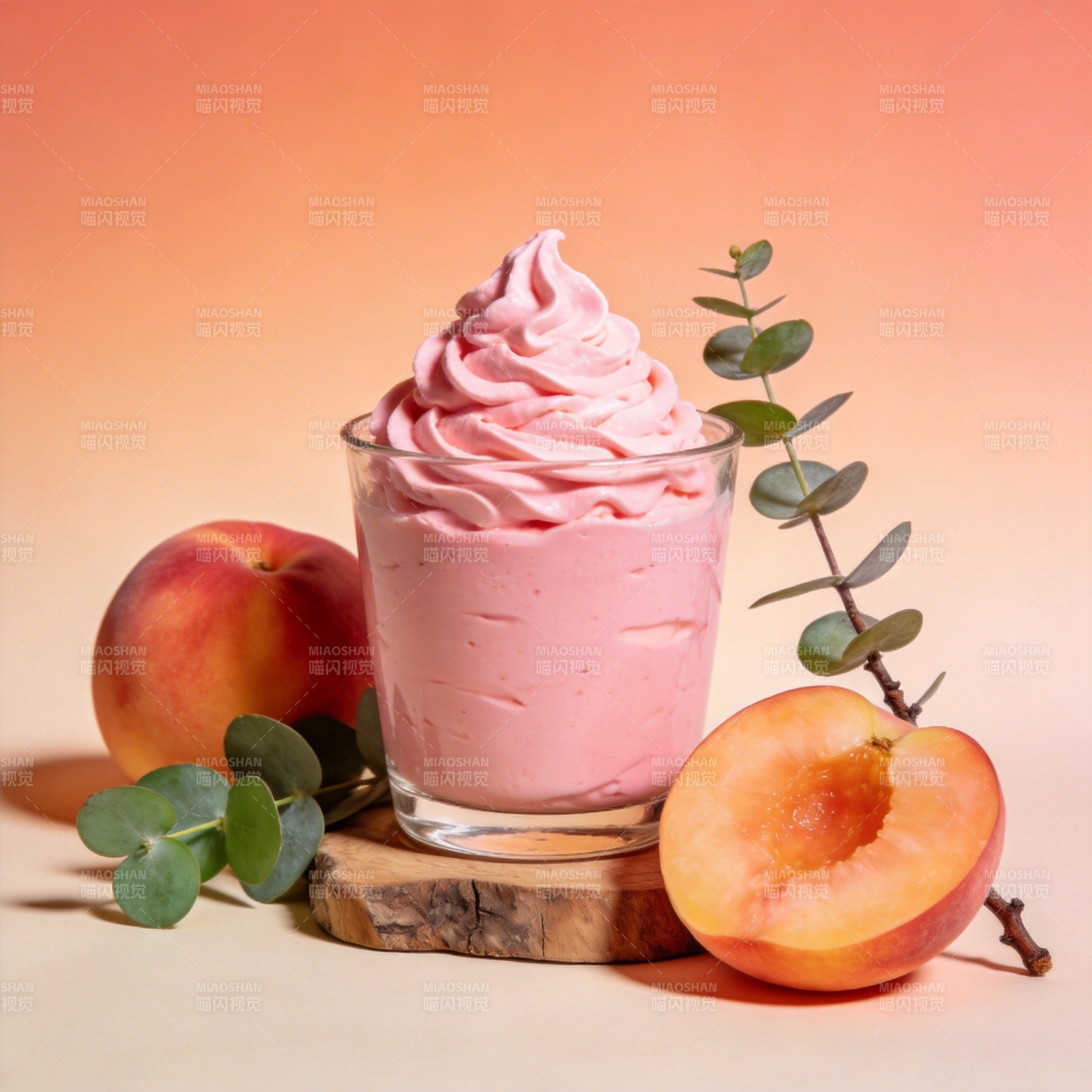 桃子冰淇淋图片