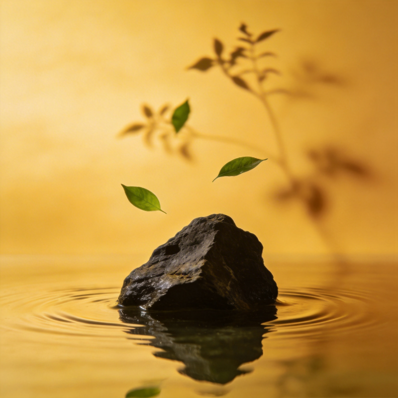 叶落石上水波轻图片