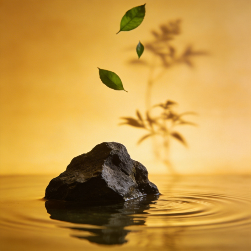 叶落石上涟漪图片