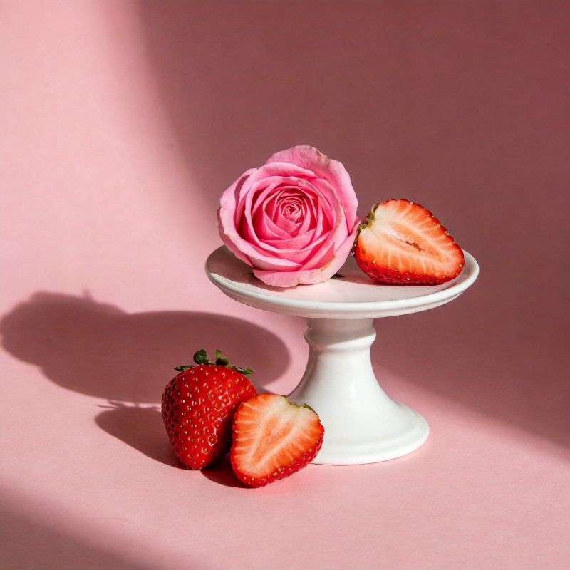 玫瑰草莓静物图片