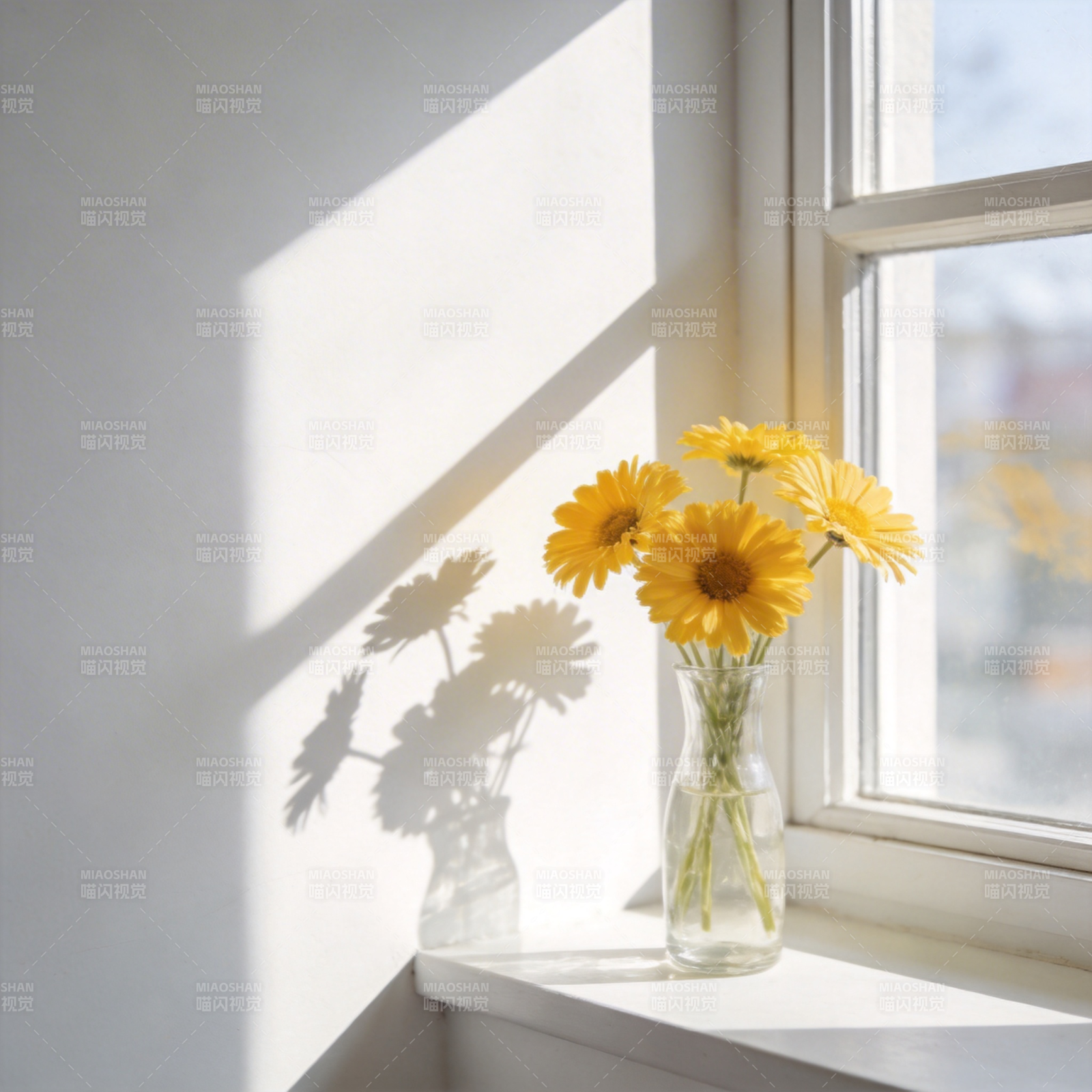窗台上的向日葵图片
