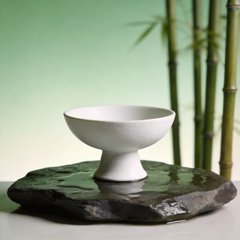 禅意茶碗静置石上图片