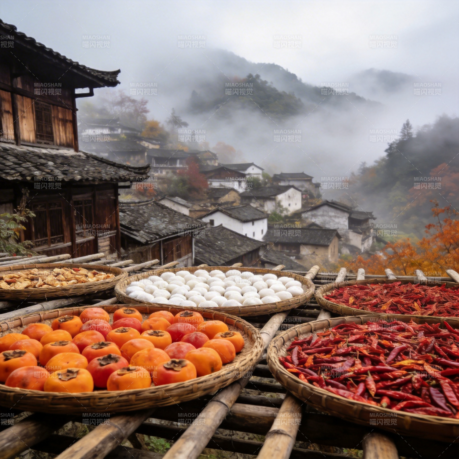 秋收山居图图片