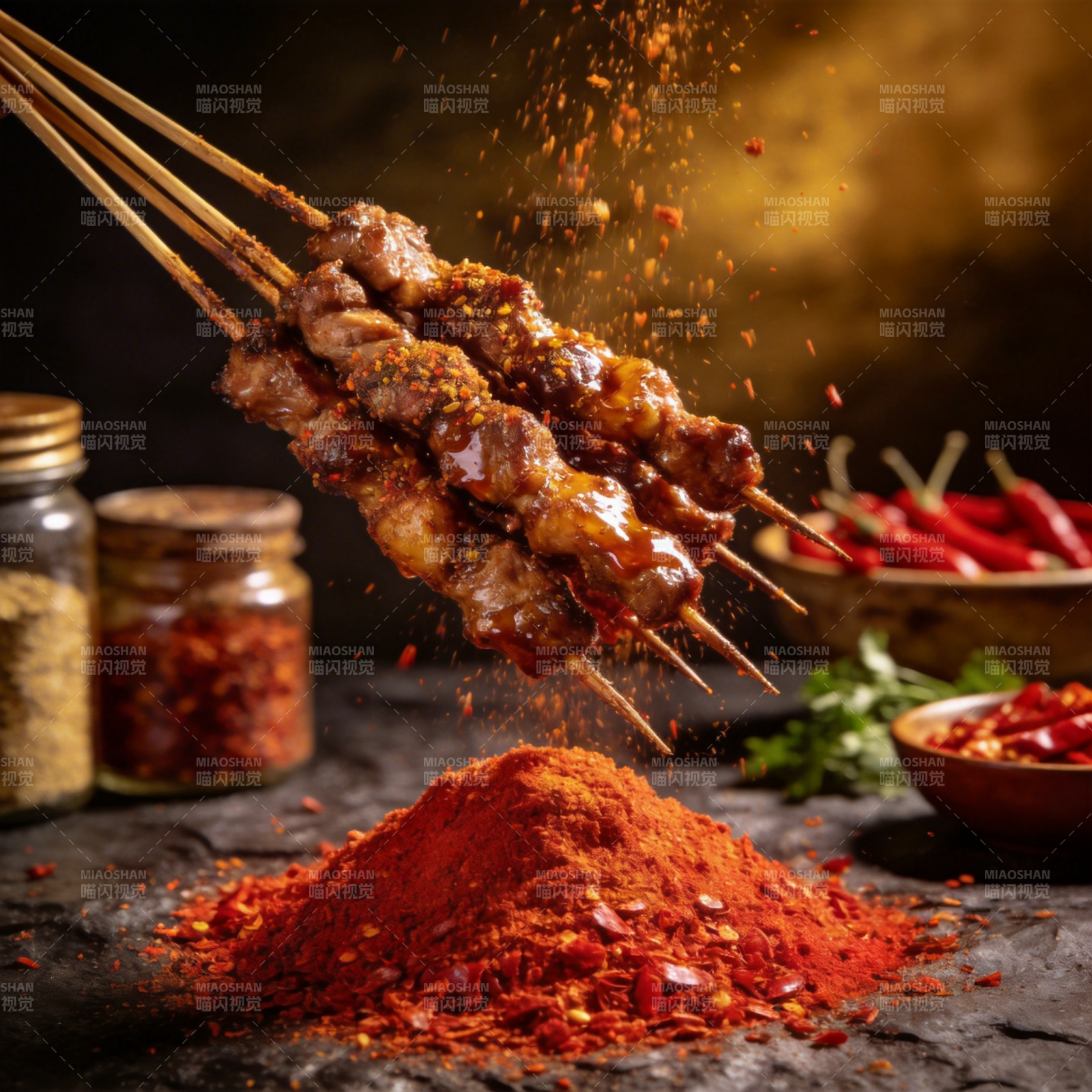 香辣烤串飘香图片