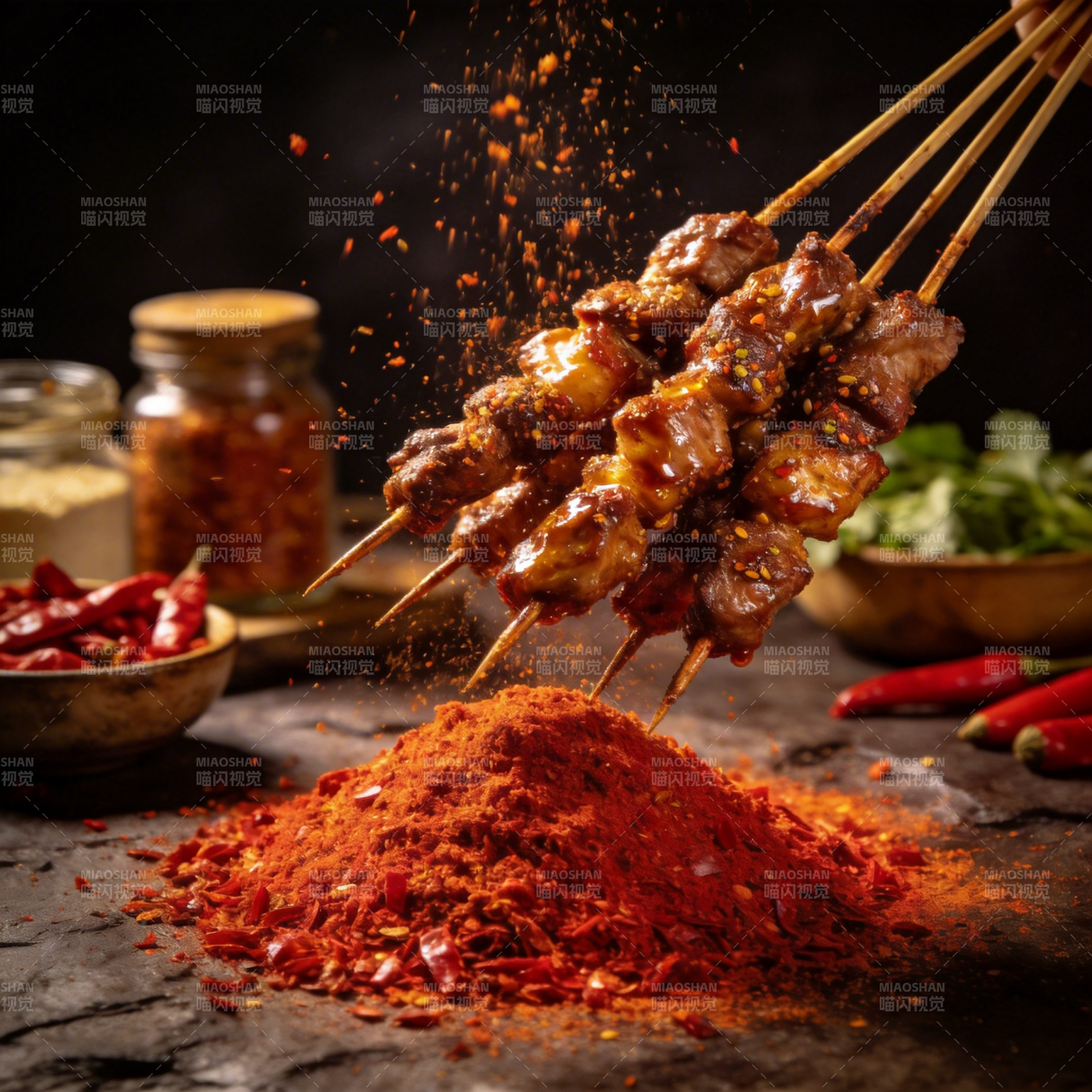 辣味烤串飘香图片