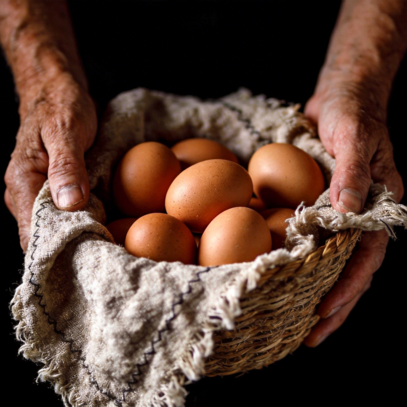 手捧鸡蛋篮图片