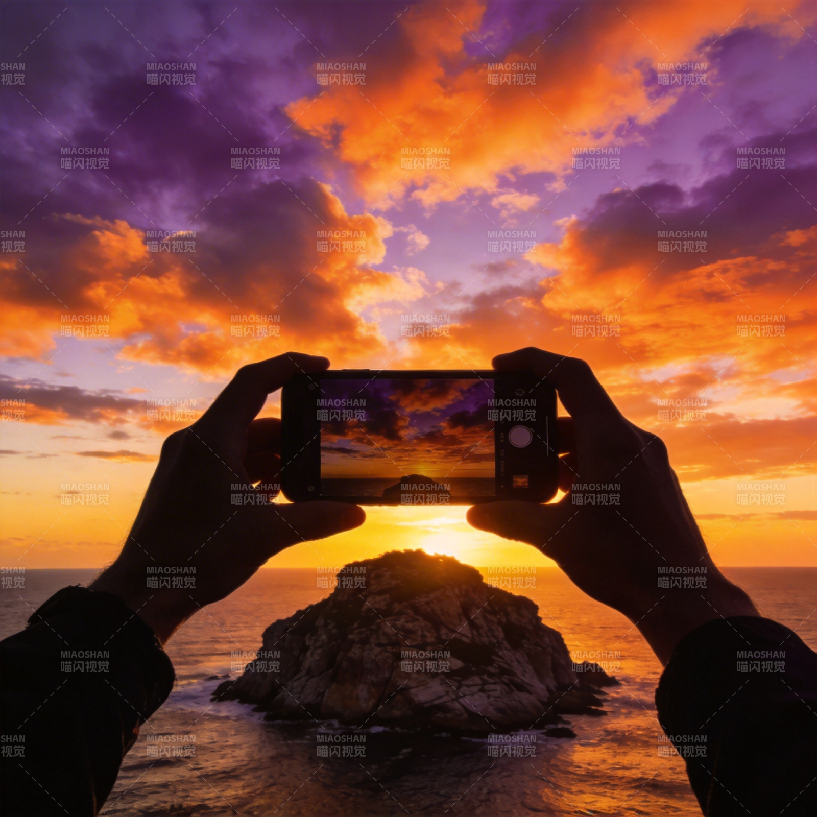 日落拍照瞬间图片