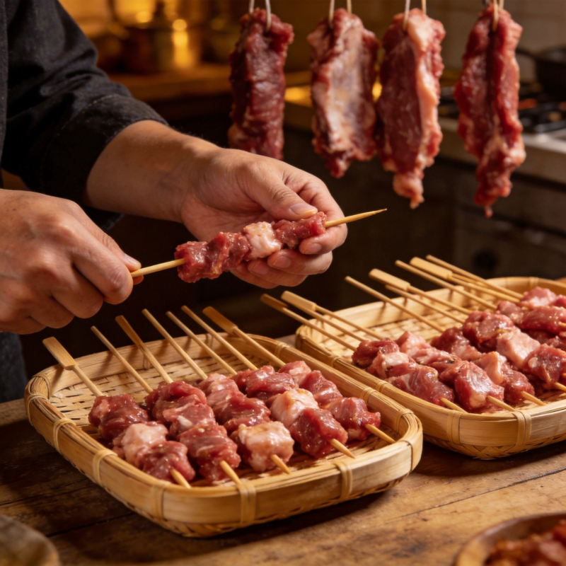 串肉准备中图片