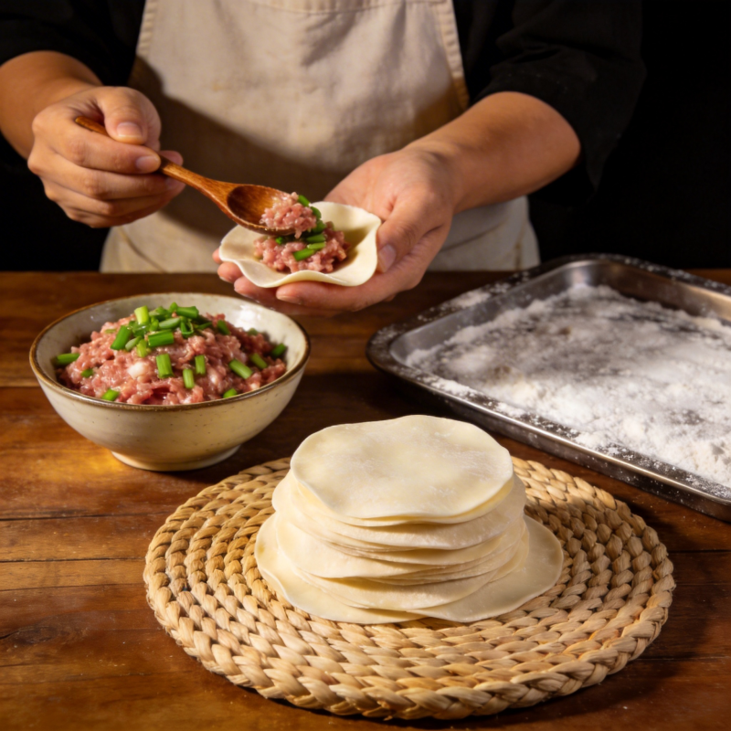 包饺子准备中图片