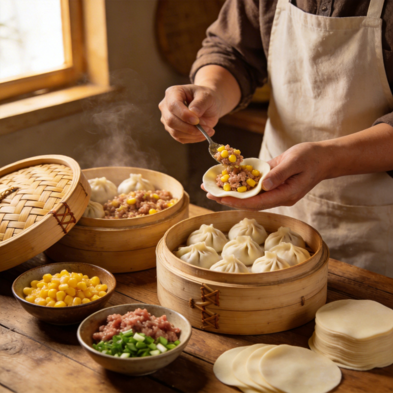 手工包饺子图片