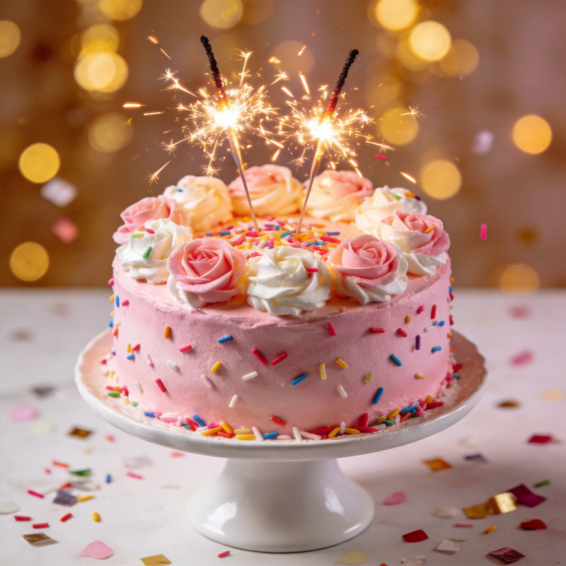 生日蛋糕 烟花绽放图片