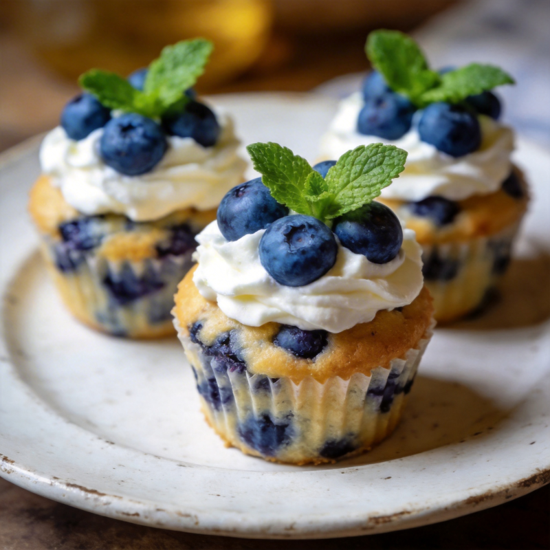 蓝莓奶油小蛋糕图片