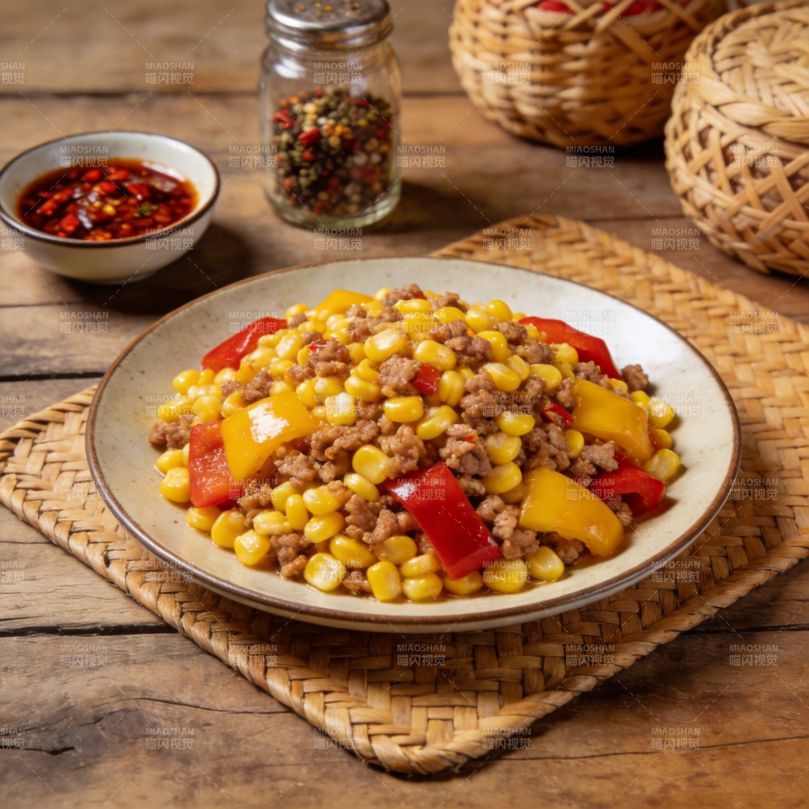 玉米炒肉丁图片