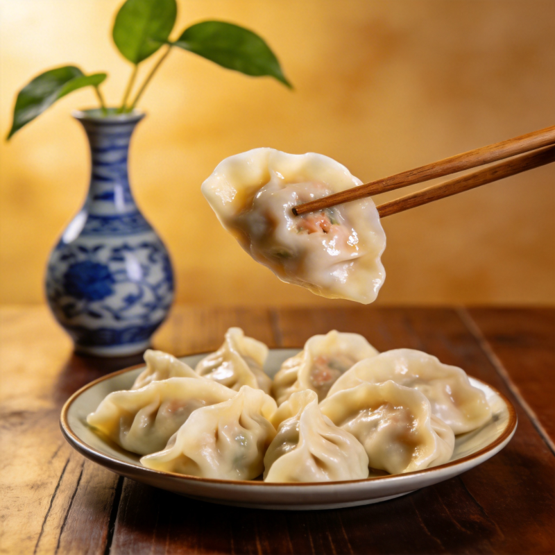 美味饺子 筷子夹起图片