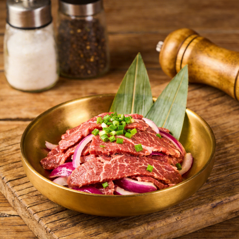 牛肉片配洋葱香葱图片