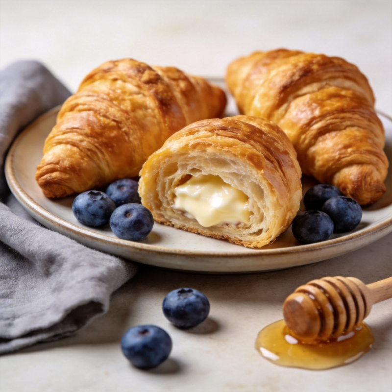 奶油羊角包配蓝莓图片