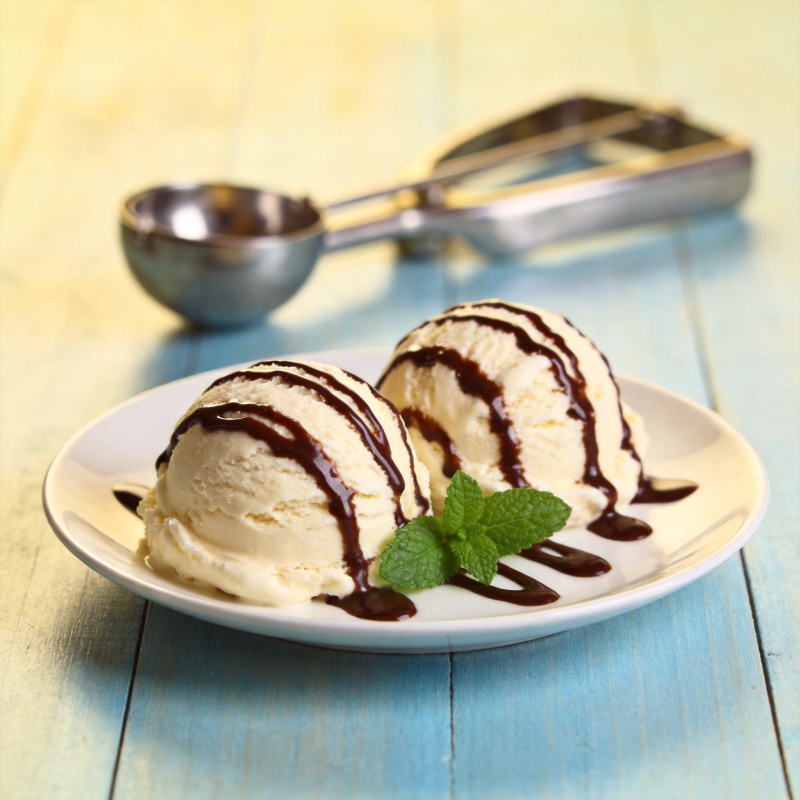 香草冰淇淋配巧克力酱图片