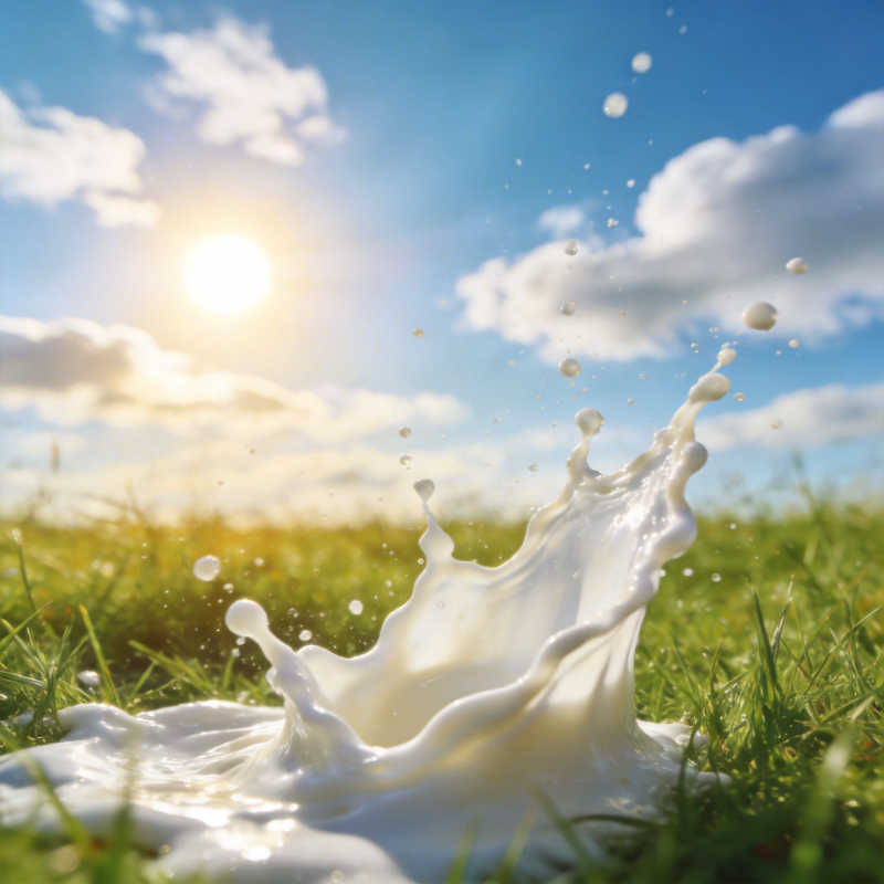 阳光下的牛奶飞溅图片