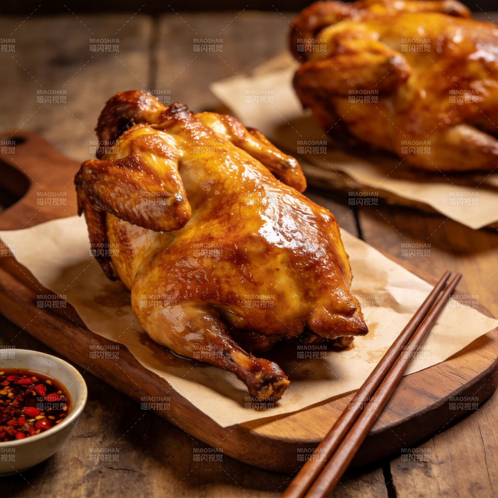 金黄烤鸡 香气四溢图片