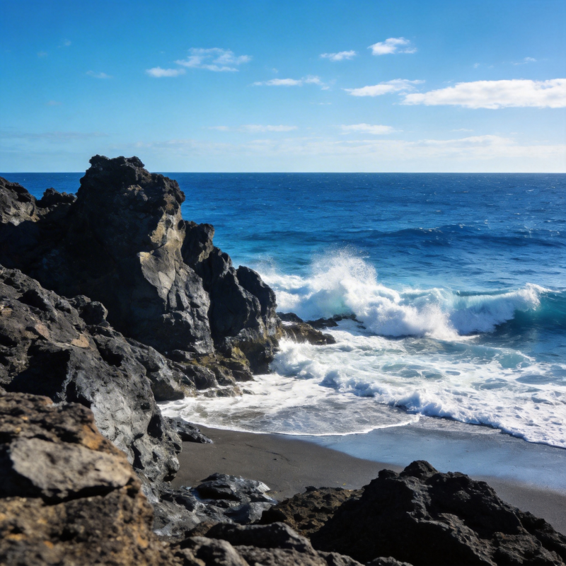 海浪拍岸岩石嶙峋图片