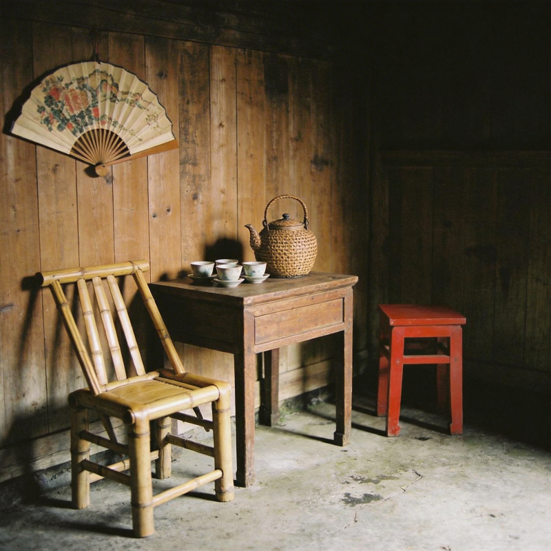 古朴茶室静谧时光图片