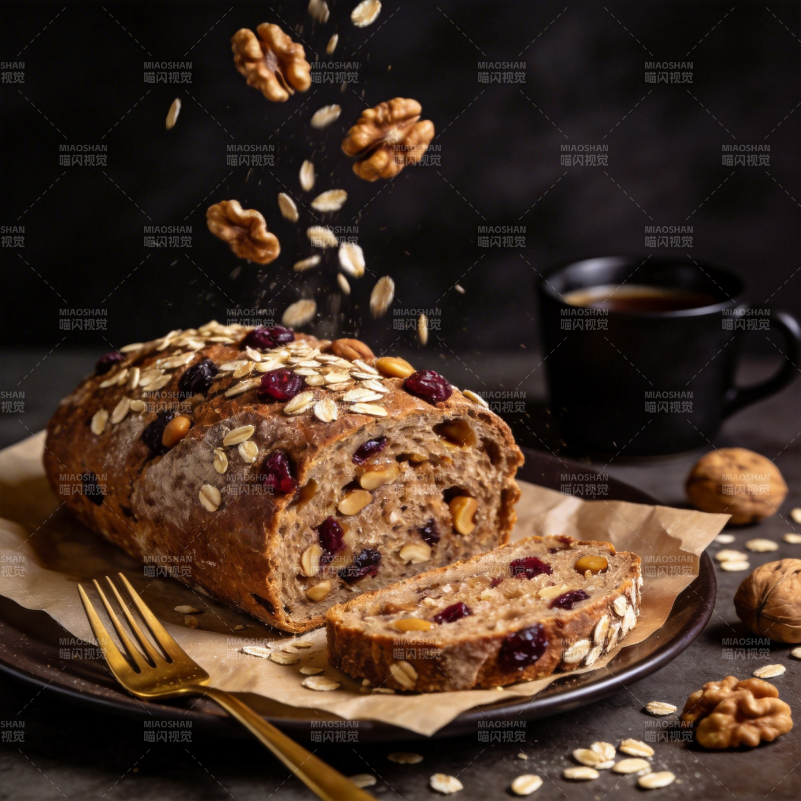 坚果果干面包图片