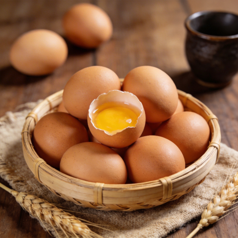 新鲜鸡蛋篮中盛图片