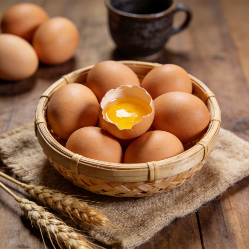 新鲜鸡蛋与麦穗图片