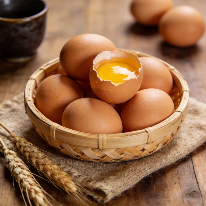新鲜鸡蛋篮中盛图片