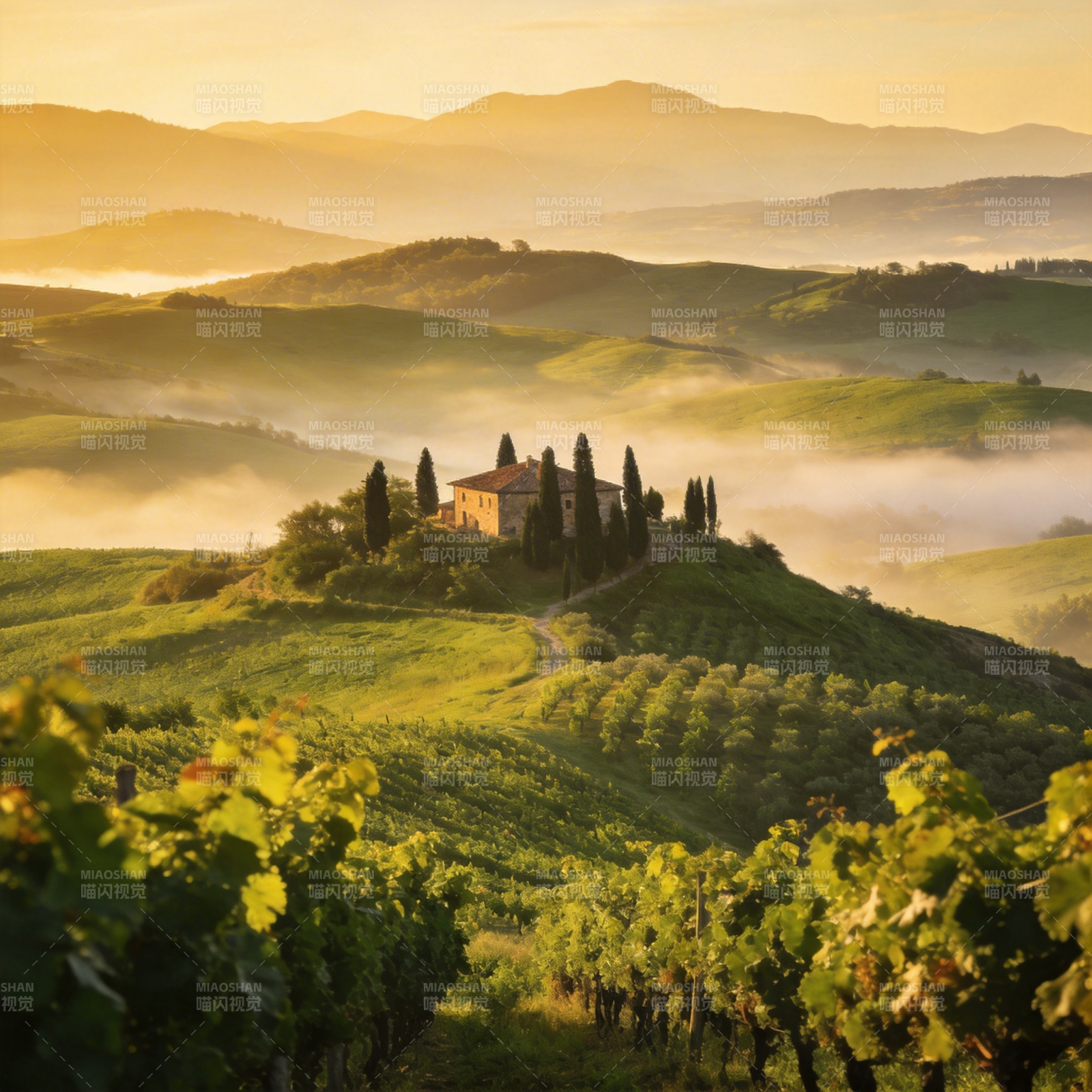 晨雾中的托斯卡纳图片