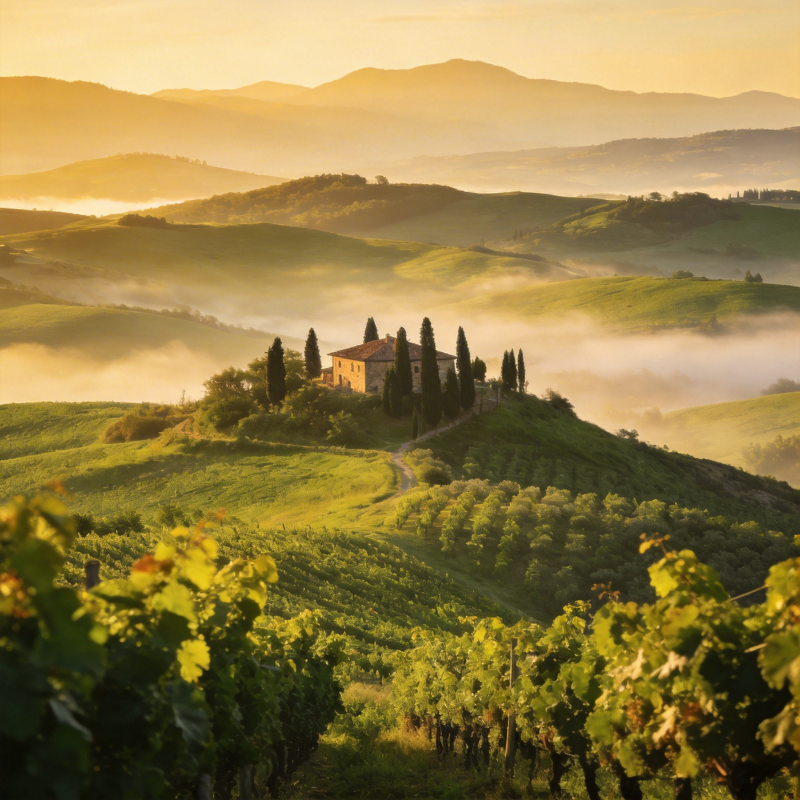 晨雾中的托斯卡纳图片