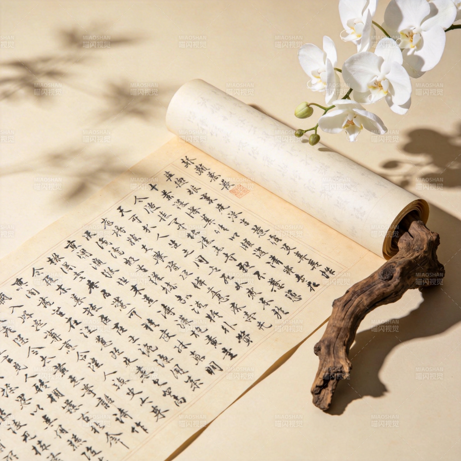 古卷墨香 兰影相伴图片