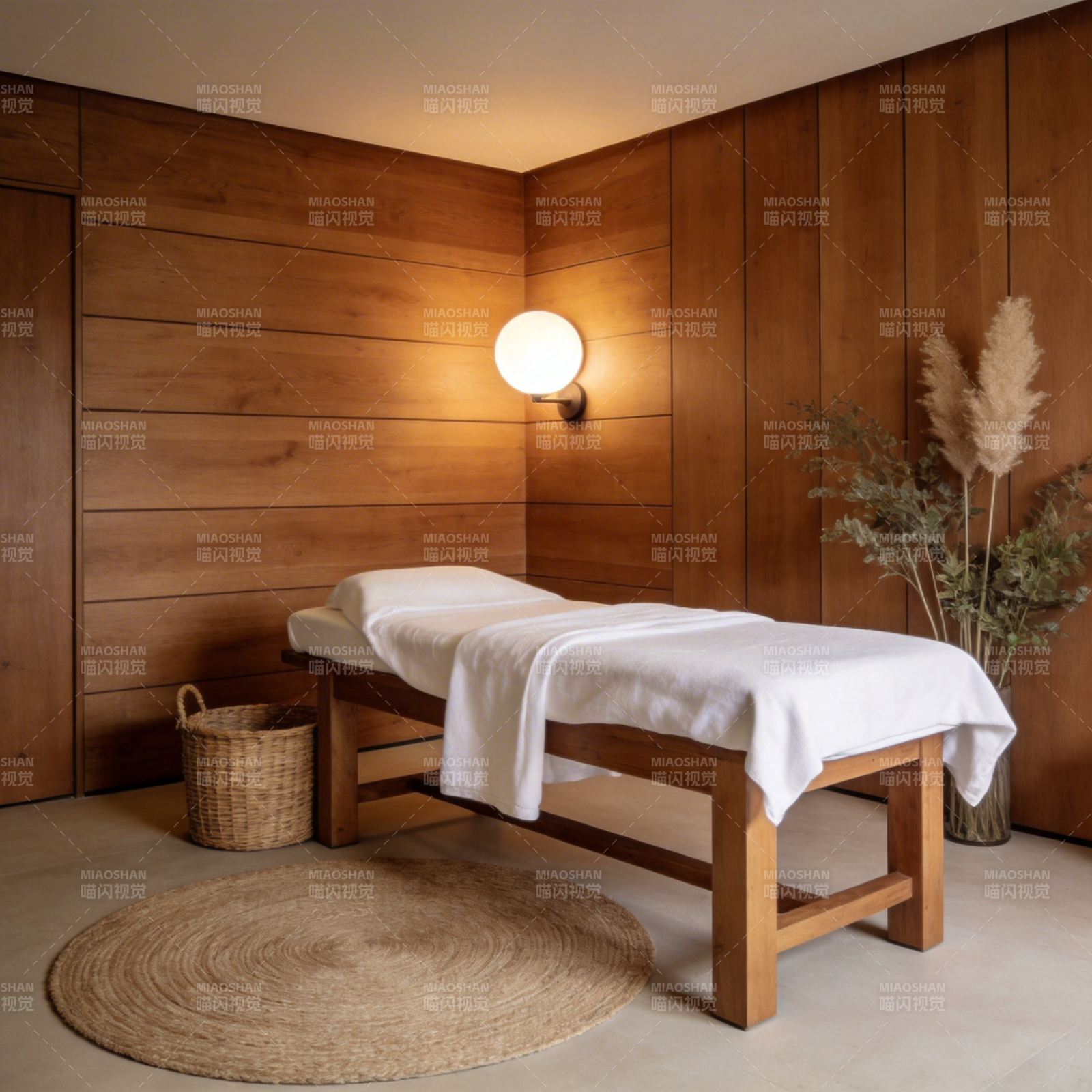 木质按摩室静谧氛围图片