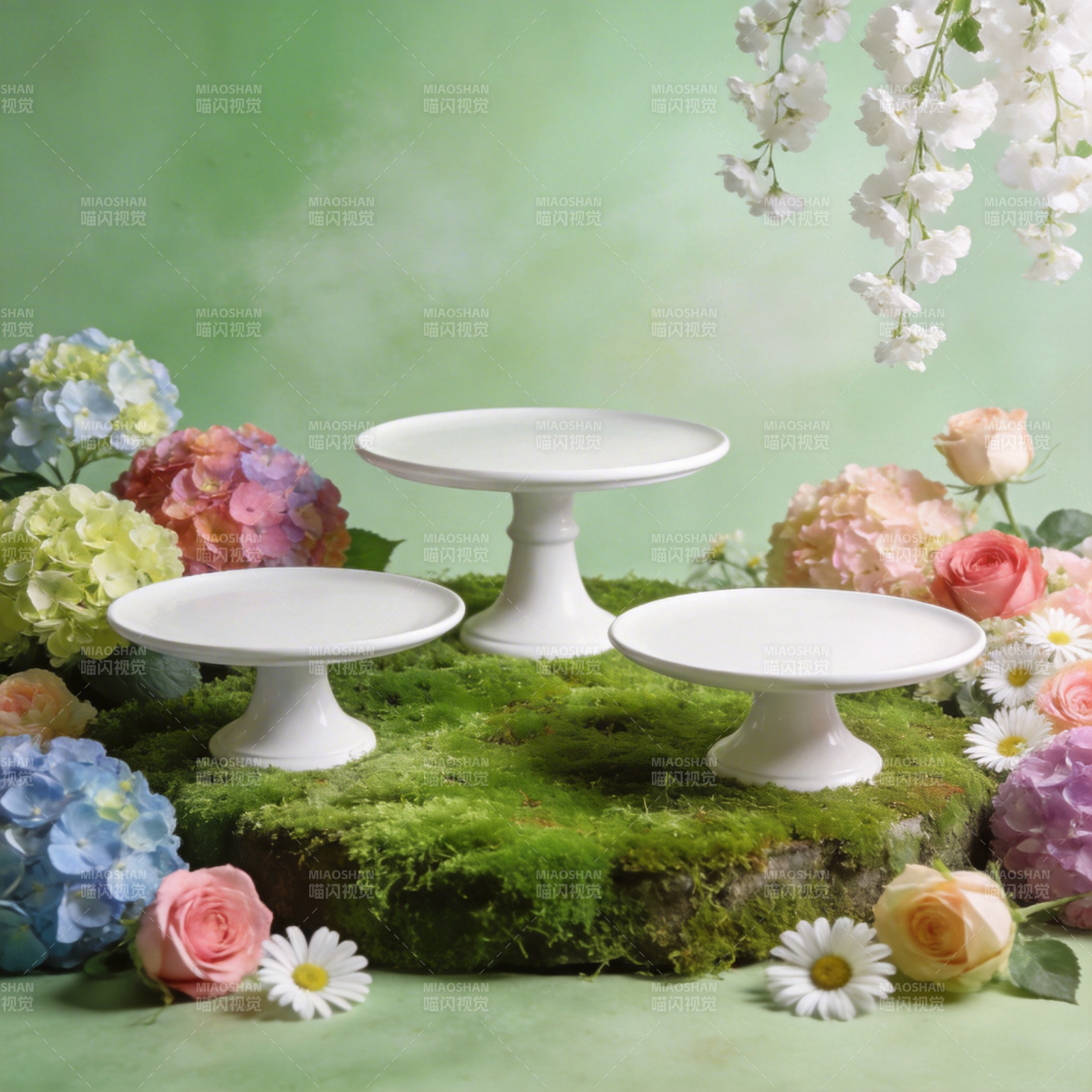 花间三足盘图片