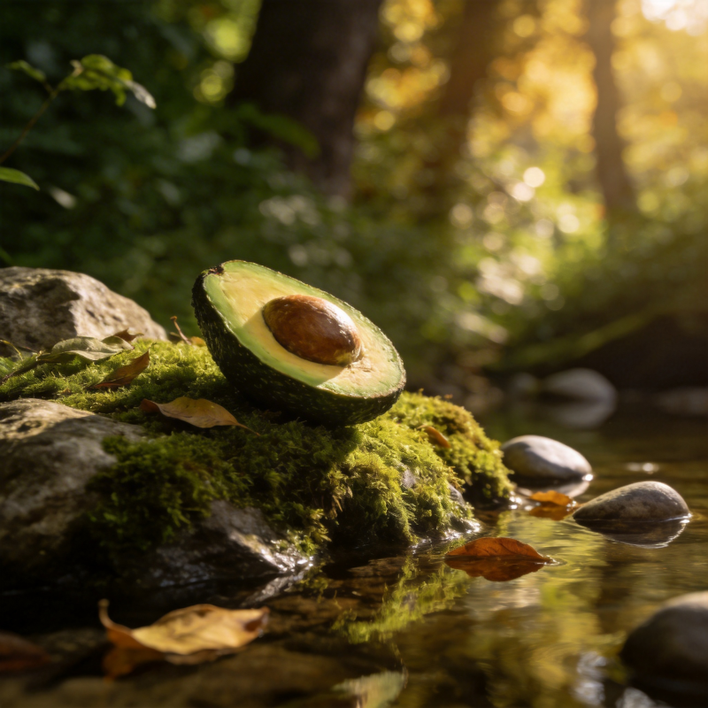 溪边牛油果静景图片