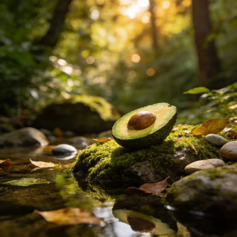 森林溪边的牛油果图片
