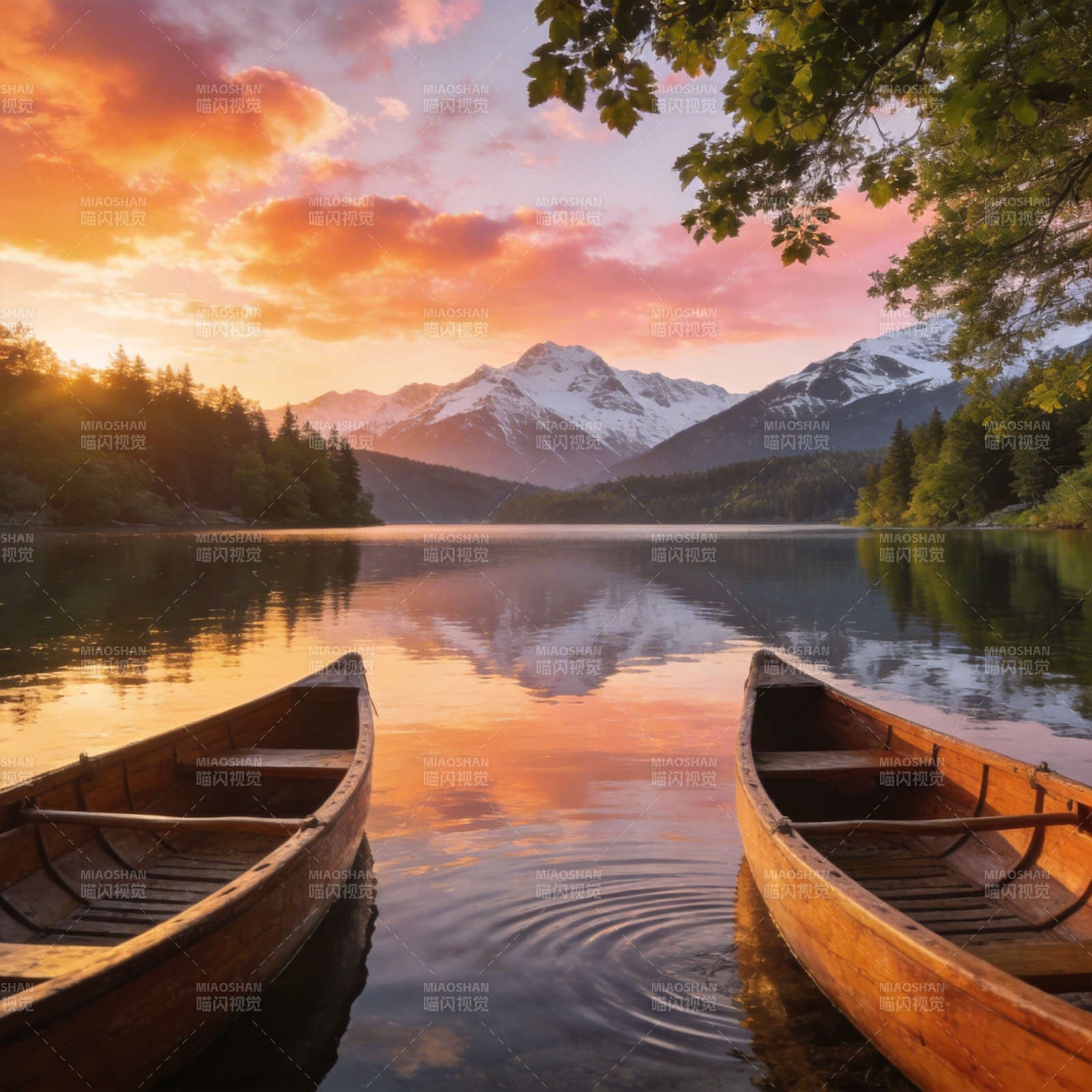 湖光山色映双舟图片