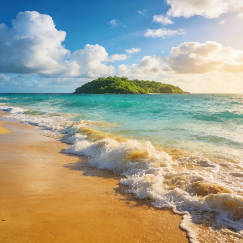 碧海金沙 绿岛如画图片