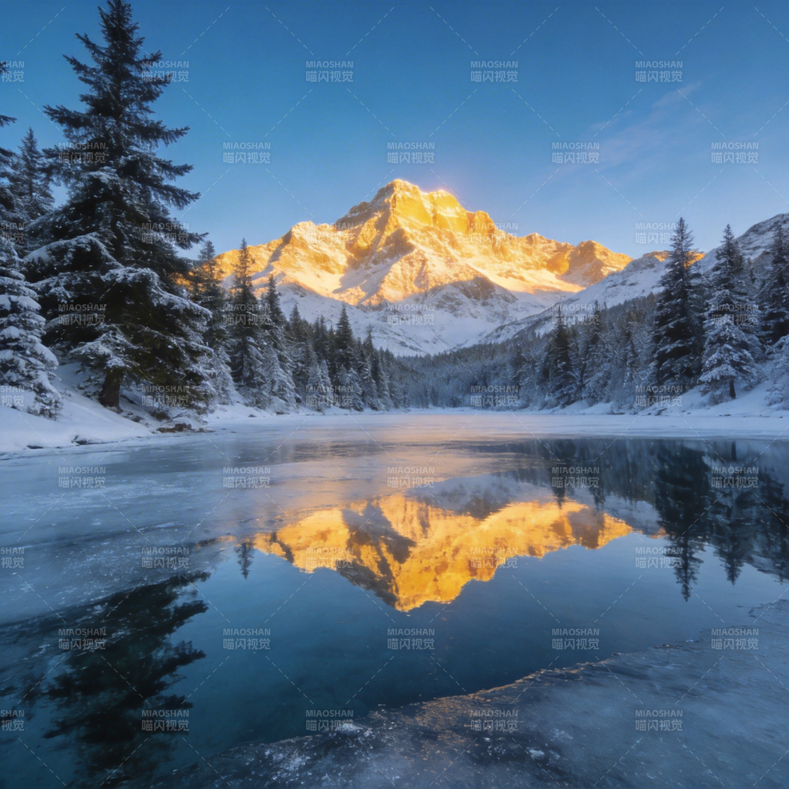 雪山倒影湖中图片